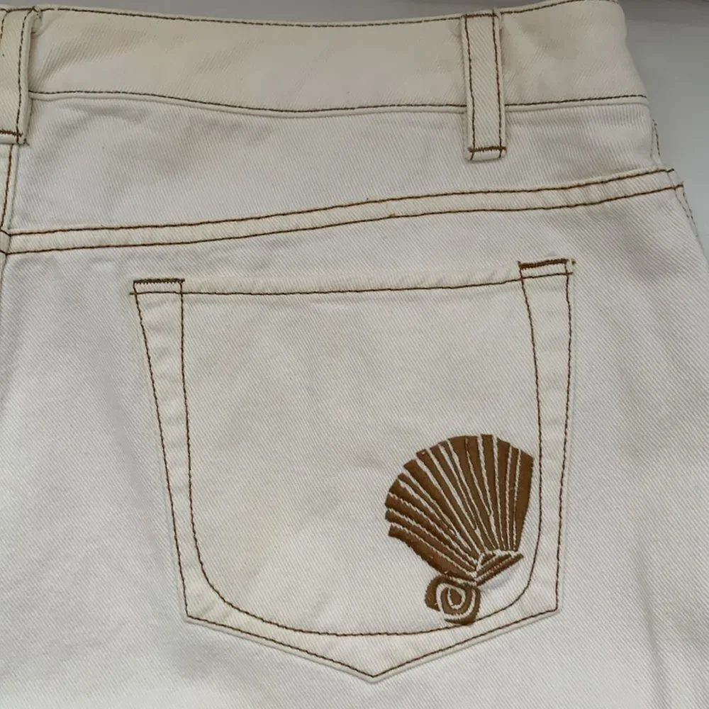 Sigrid Olsen Cotton Cream Two-Piece Suit Jacket Pants Embroidered Size L/14 - Picture 15 of 16